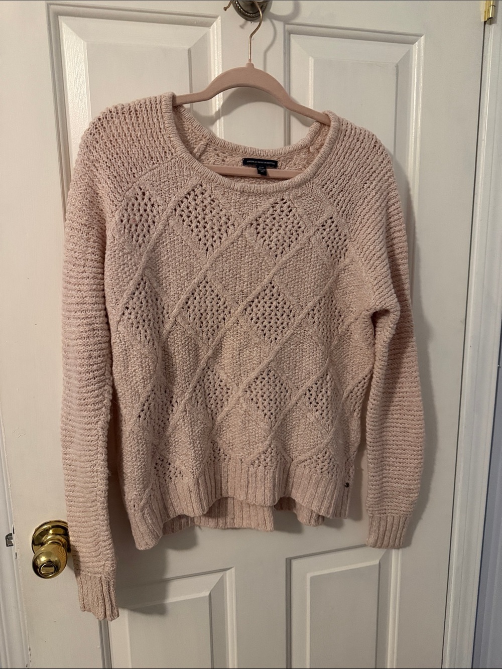 American Eagle Cozy Women's Pale Blush Knit Sweater
